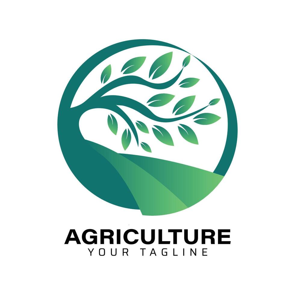 Agriculture Tree Circle Logo Design vector