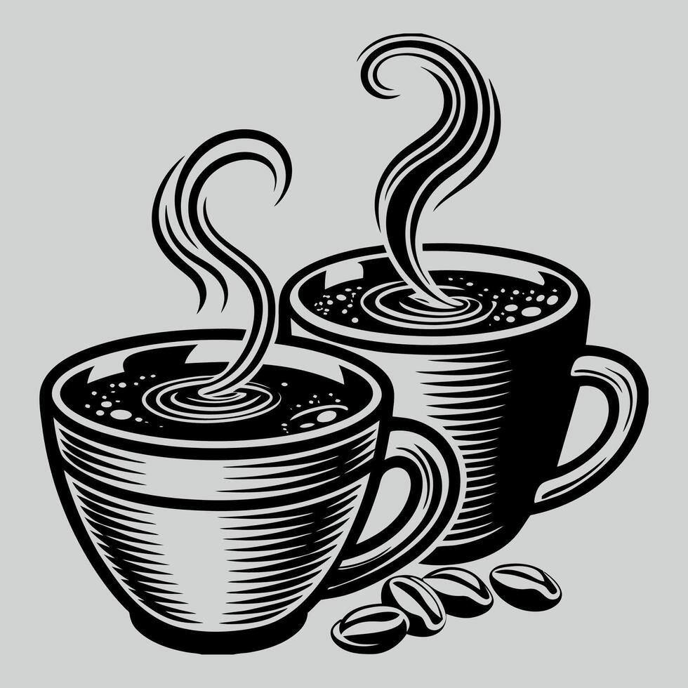 Realistic coffee cups with steam vector
