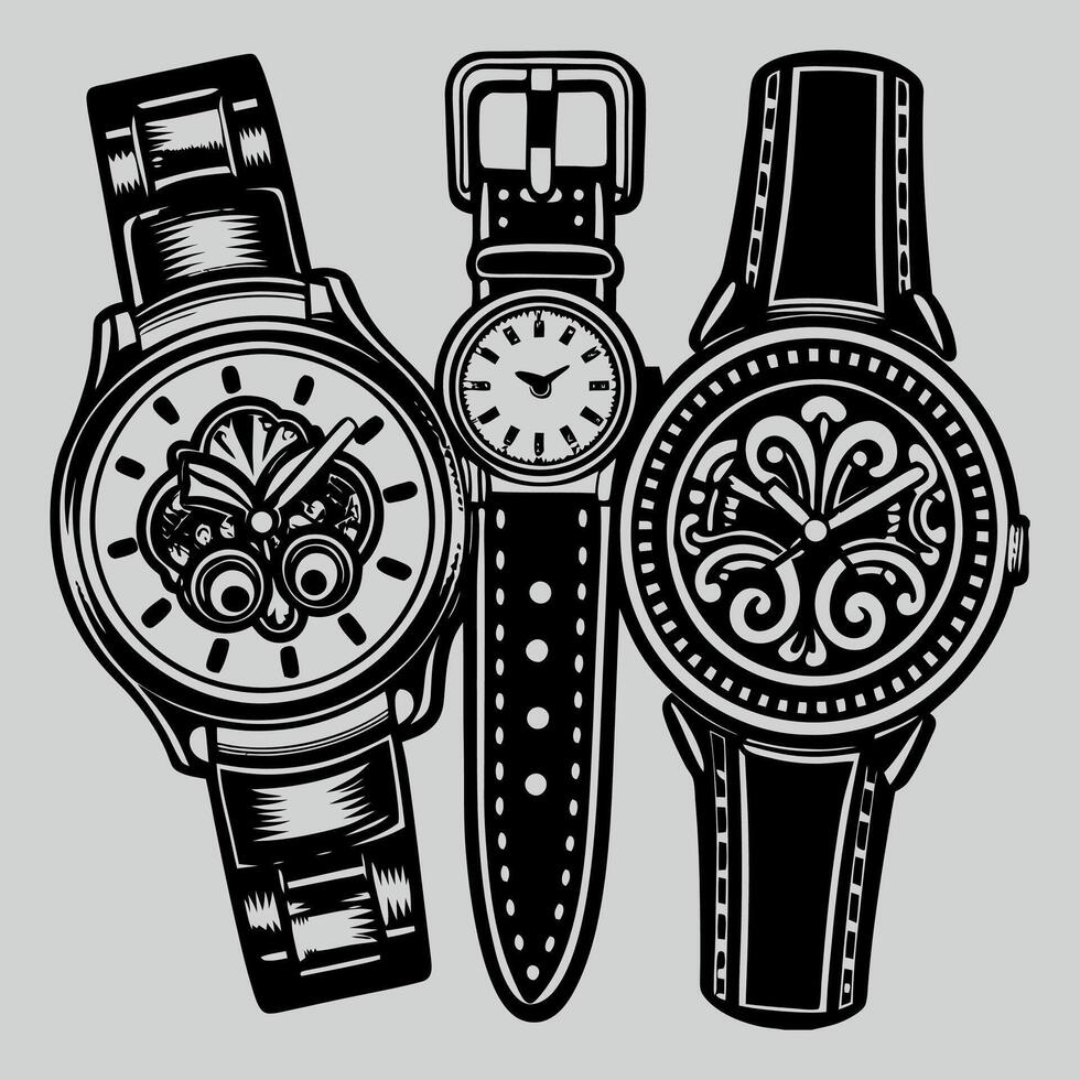 Classic wrist watches for men vector