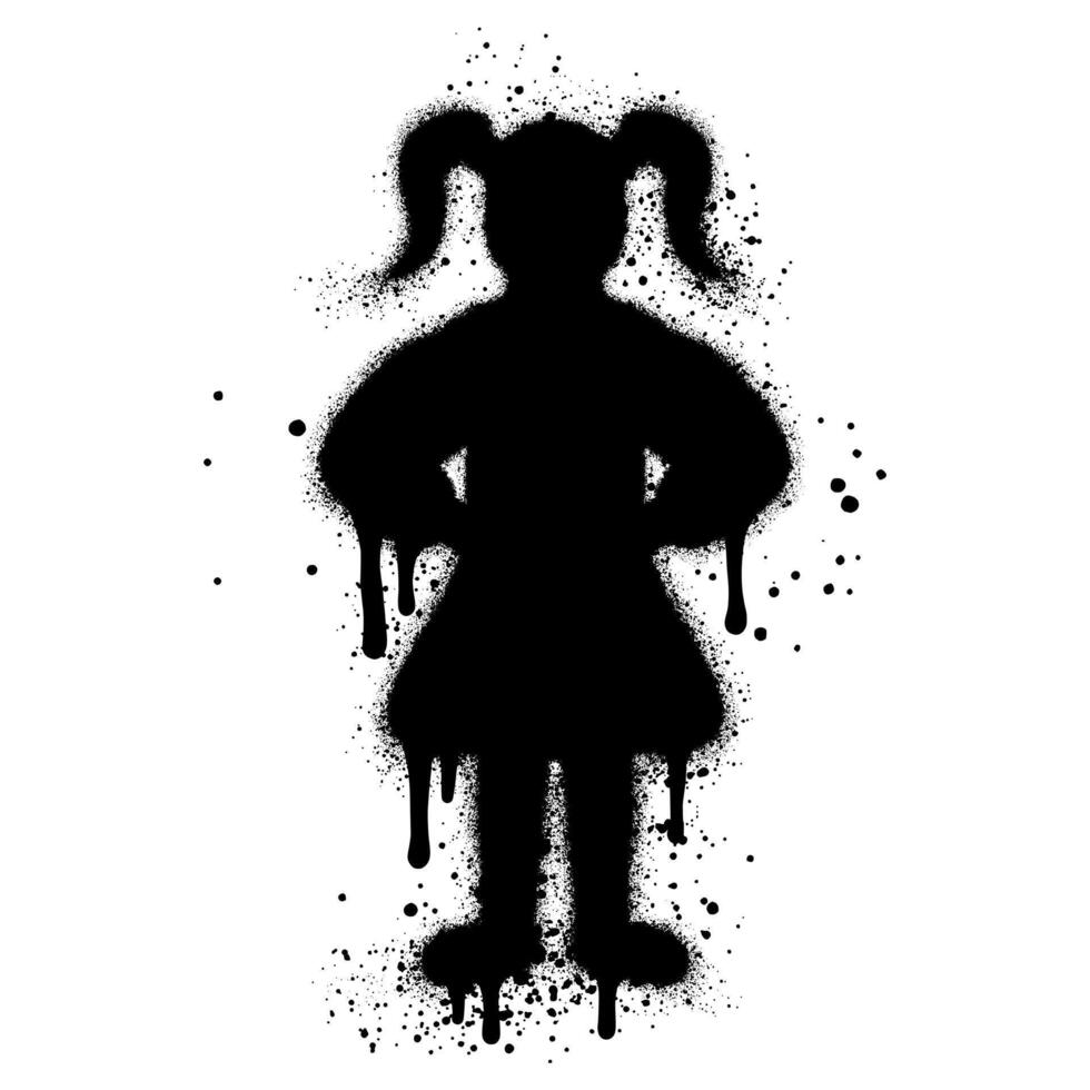 Girl graffiti with black spray paint. vector