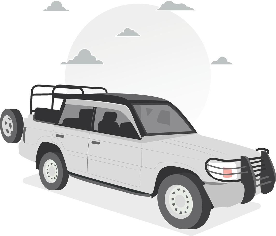 Adventure trip on the mountain white zip car. Cander Gari in Bangladesh. vector