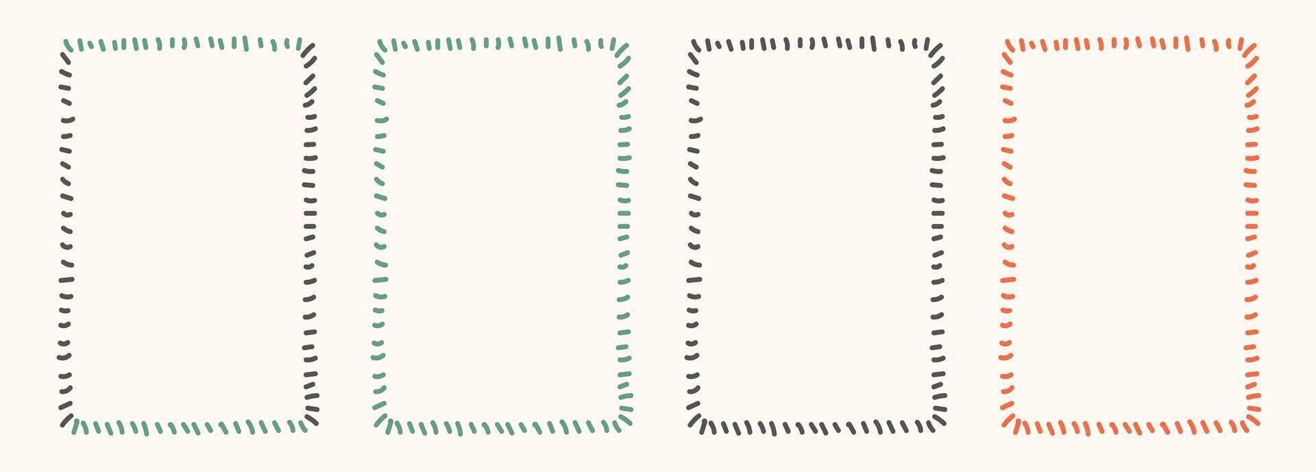 Hand Drawn doodle frame set. Whimsical line borders for birthday, christmas, wedding Invitations. Coquette borders set. Vintage minimalist elements in trendy line art style. illu vector