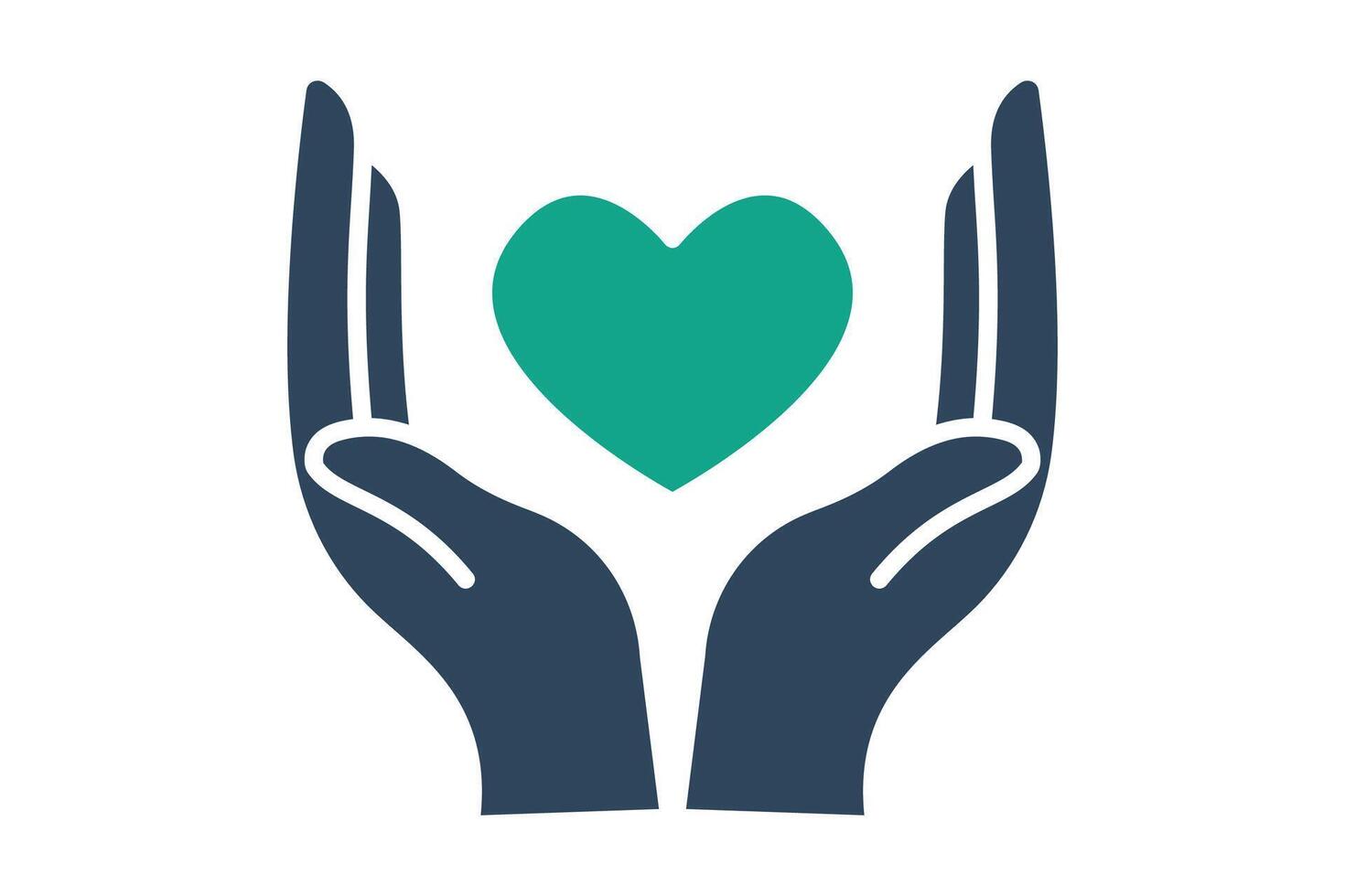 Charity icon. solid icon style. hand with heart. icon related to donation and charity. donation elements illustration vector