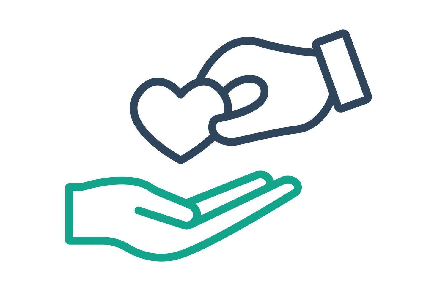 Caring icon. line icon style. hand giving with heart. icon related to charity. donation elements illustration vector