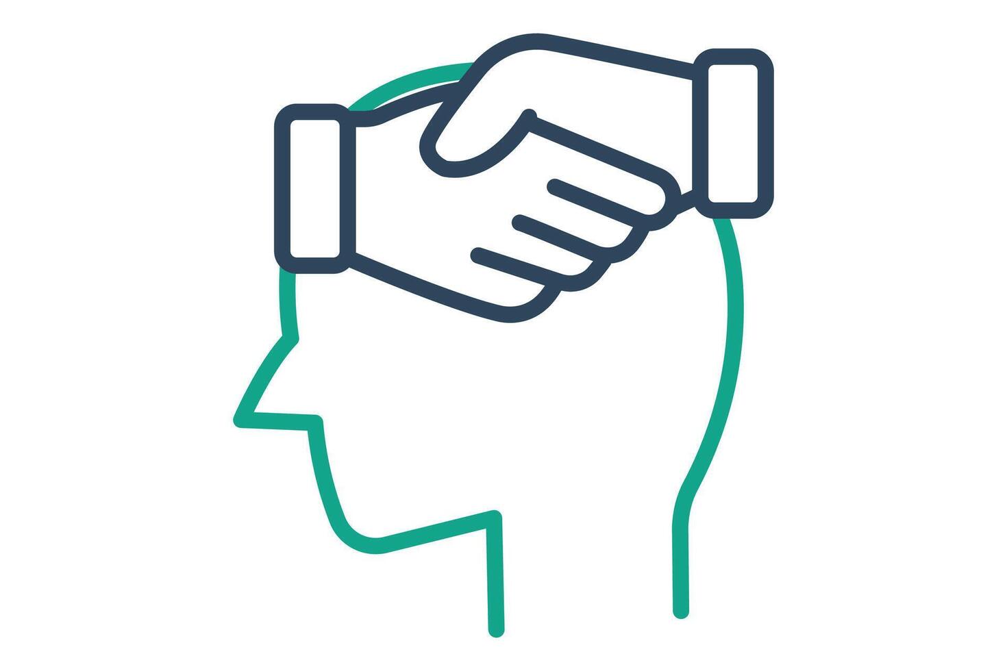 Empathy icon. line icon style. head with handshake. icon related to charity. donation elements illustration vector