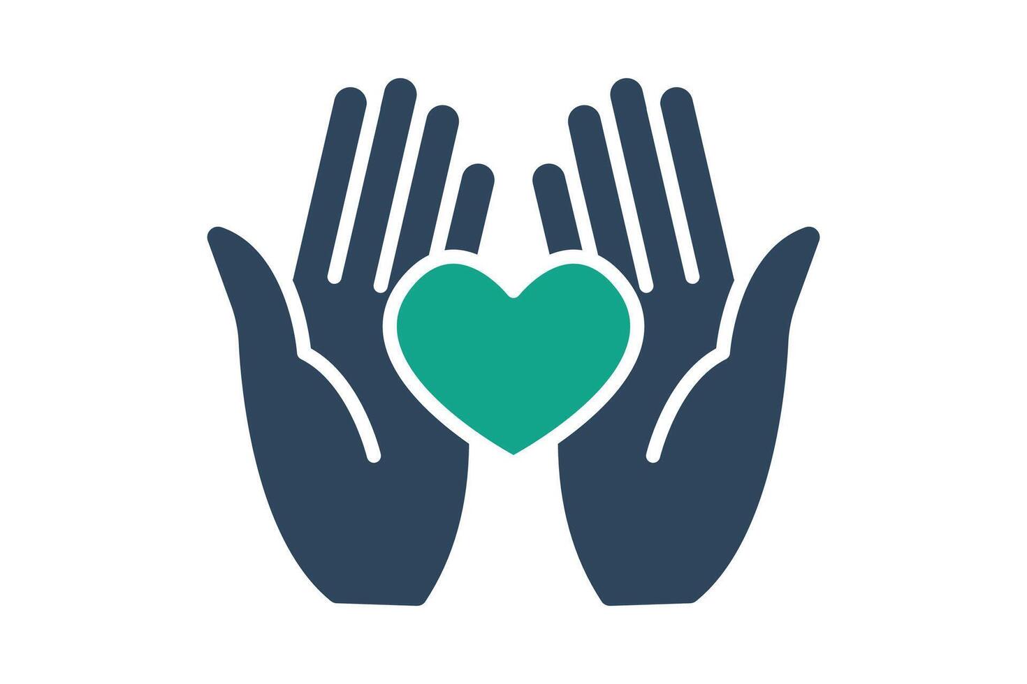 Kindness icon. solid icon style. hand with heart. icon related to donation and charity. donation elements illustration vector
