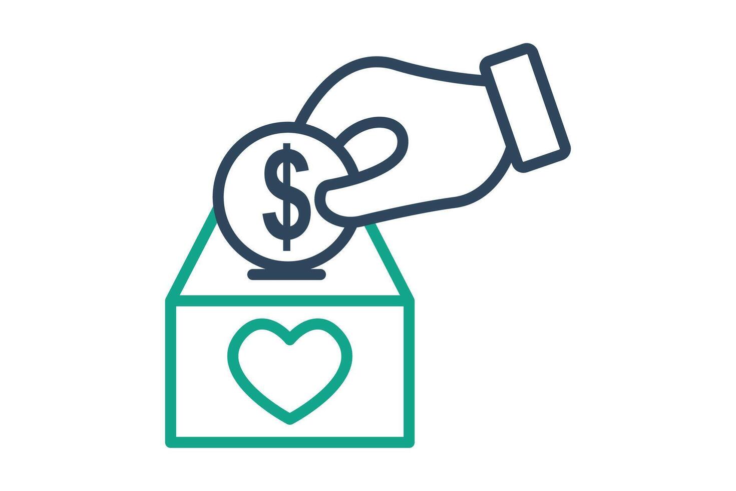 Donation icon. line icon style. hand with charity box and dollar. icon related to charity. donation elements illustration vector