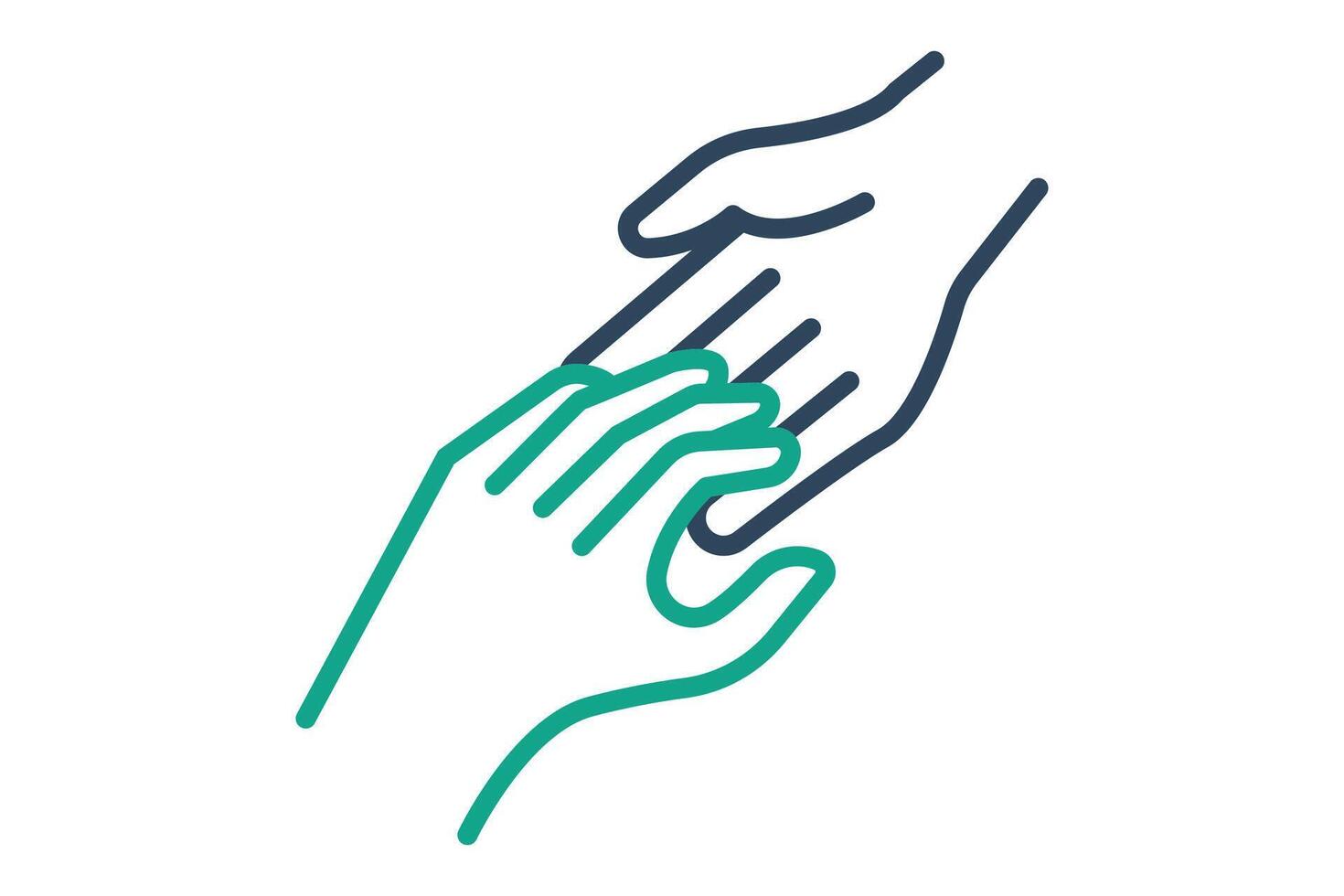 Helping icon. line icon style. holding hands. icon related to donation and charity. donation elements illustration vector