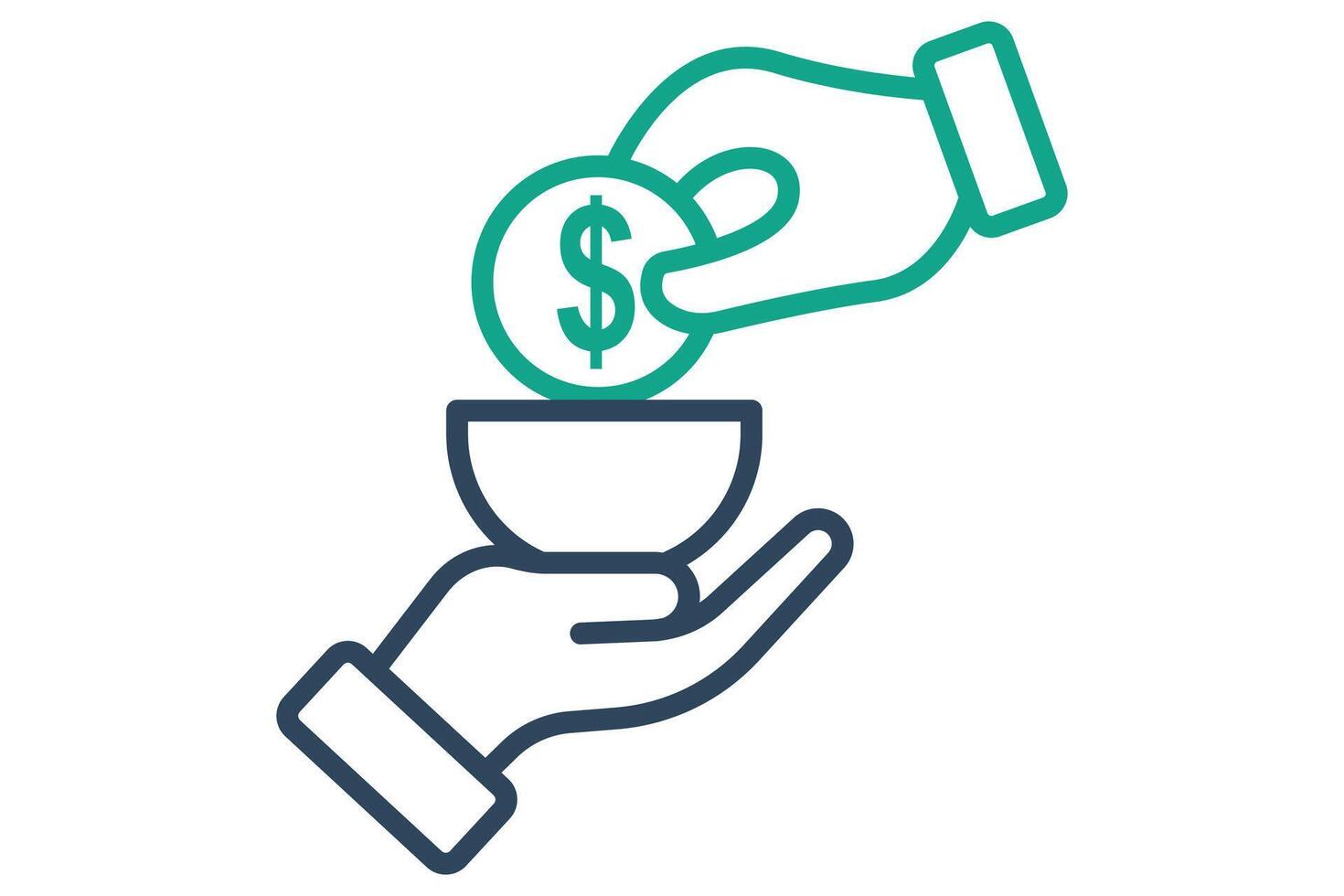 Poverty icon. line icon style. hand giving with money. icon related to charity. donation elements illustration vector