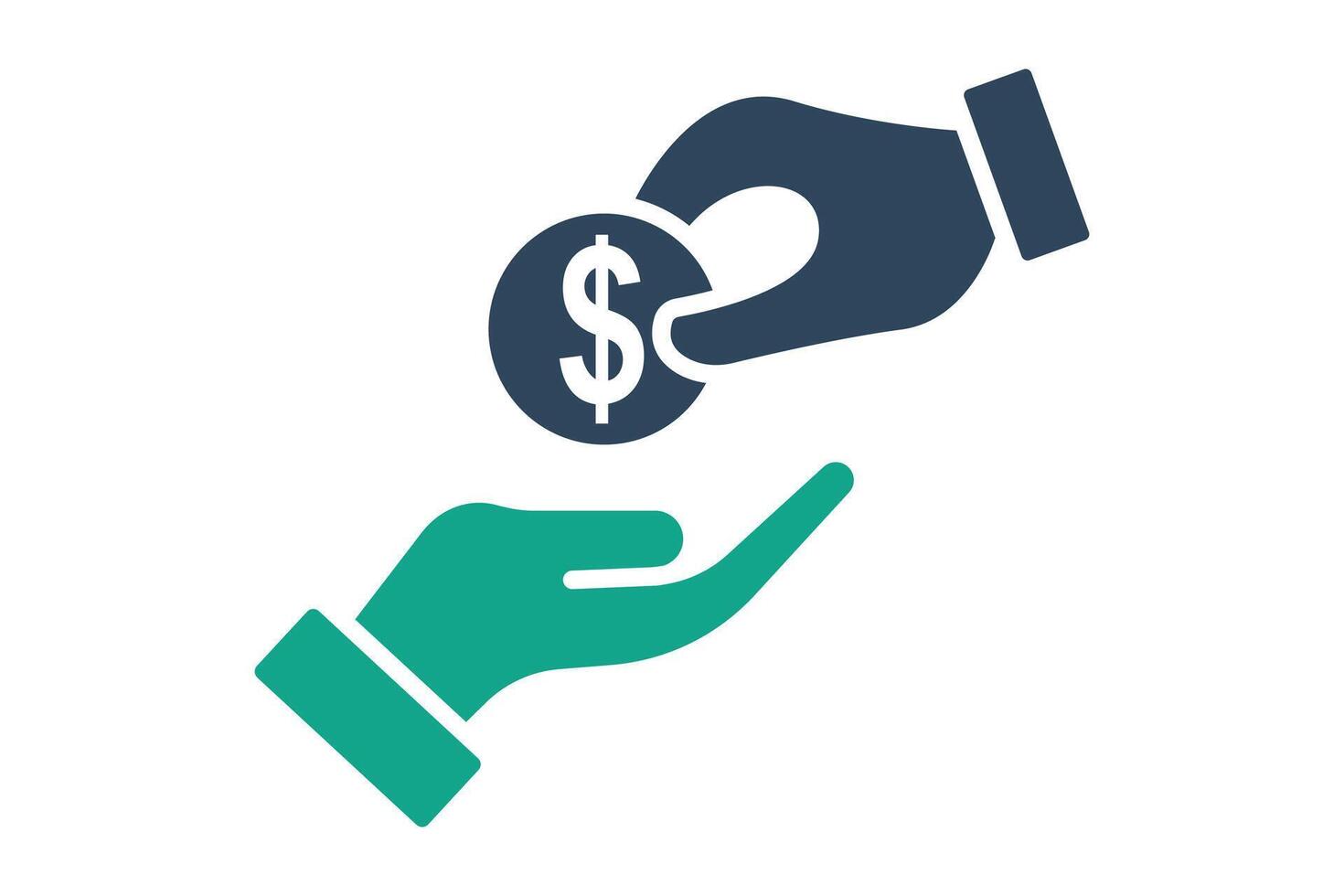 Charity icon. solid icon style. hand giving money. icon related to donation and charity. donation elements illustration vector