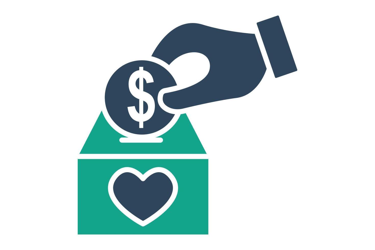 Donation icon. solid icon style. hand with charity box and dollar. icon related to charity. donation elements illustration vector