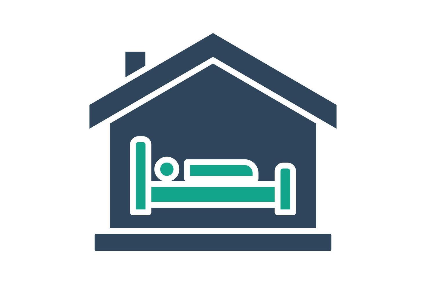 Accommodation icon. solid icon style. house with bed. icon related to donation and charity. donation elements illustration vector