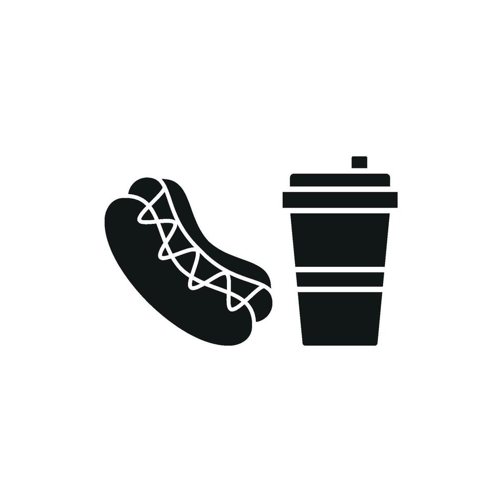 Drink and hotdog icon brings a playful and vibrant design, great for promoting snack bars, sports events, or food stalls. vector