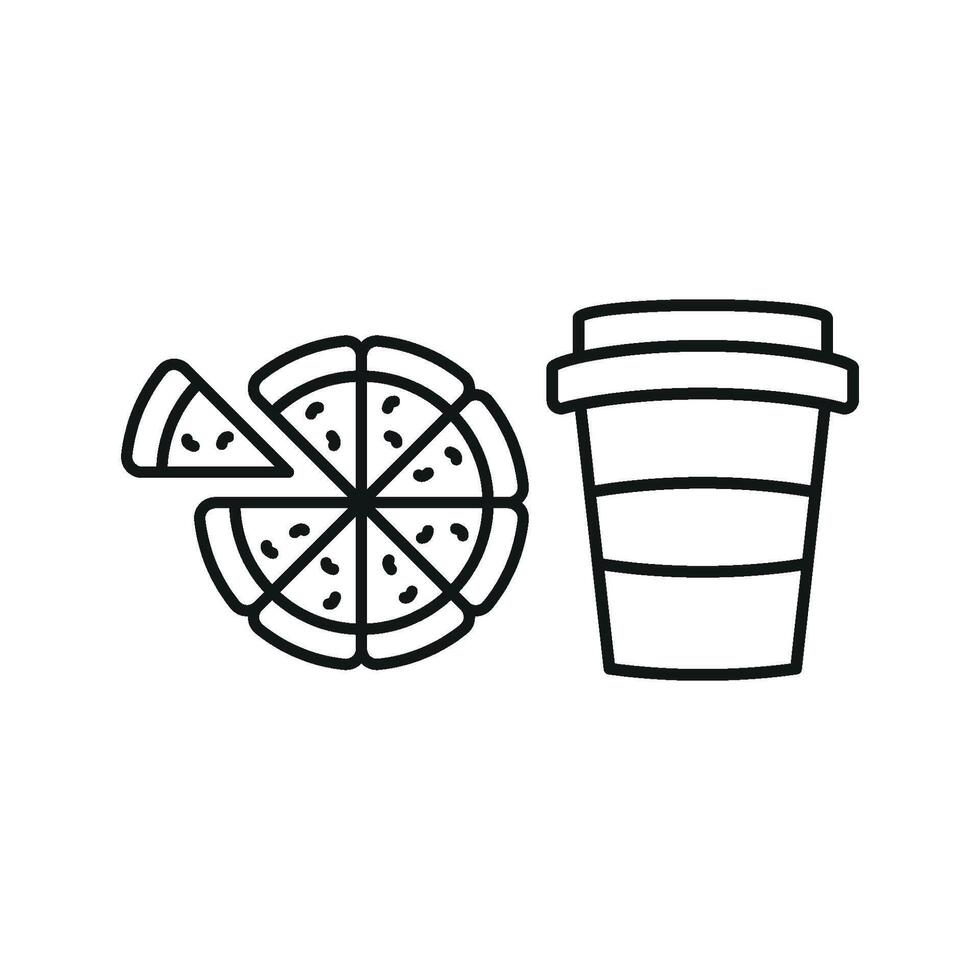 Drink and pizza icon brings a lively and youthful style, great for branding aimed at students, gamers, or social hangouts. vector