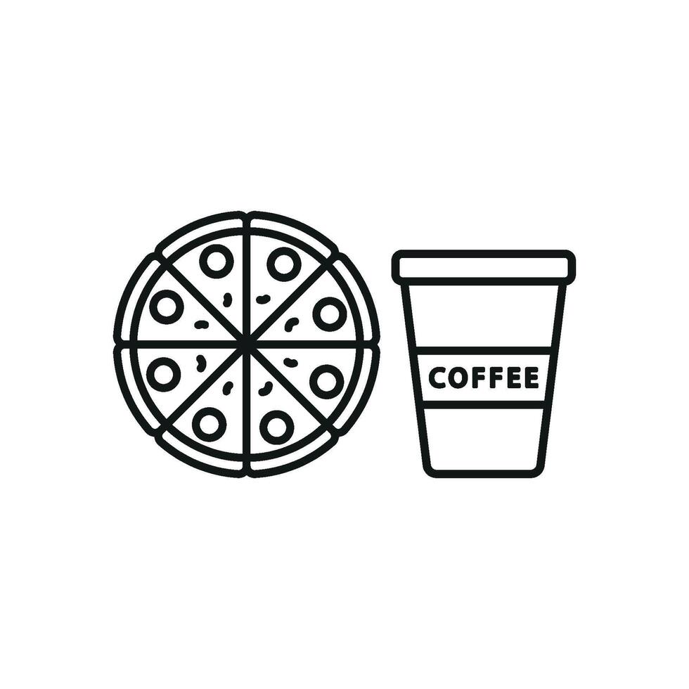 Drink and pizza icon delivers a cheerful and eye-catching look, ideal for pizza promotions, beverage combos, or quick-service marketing. vector