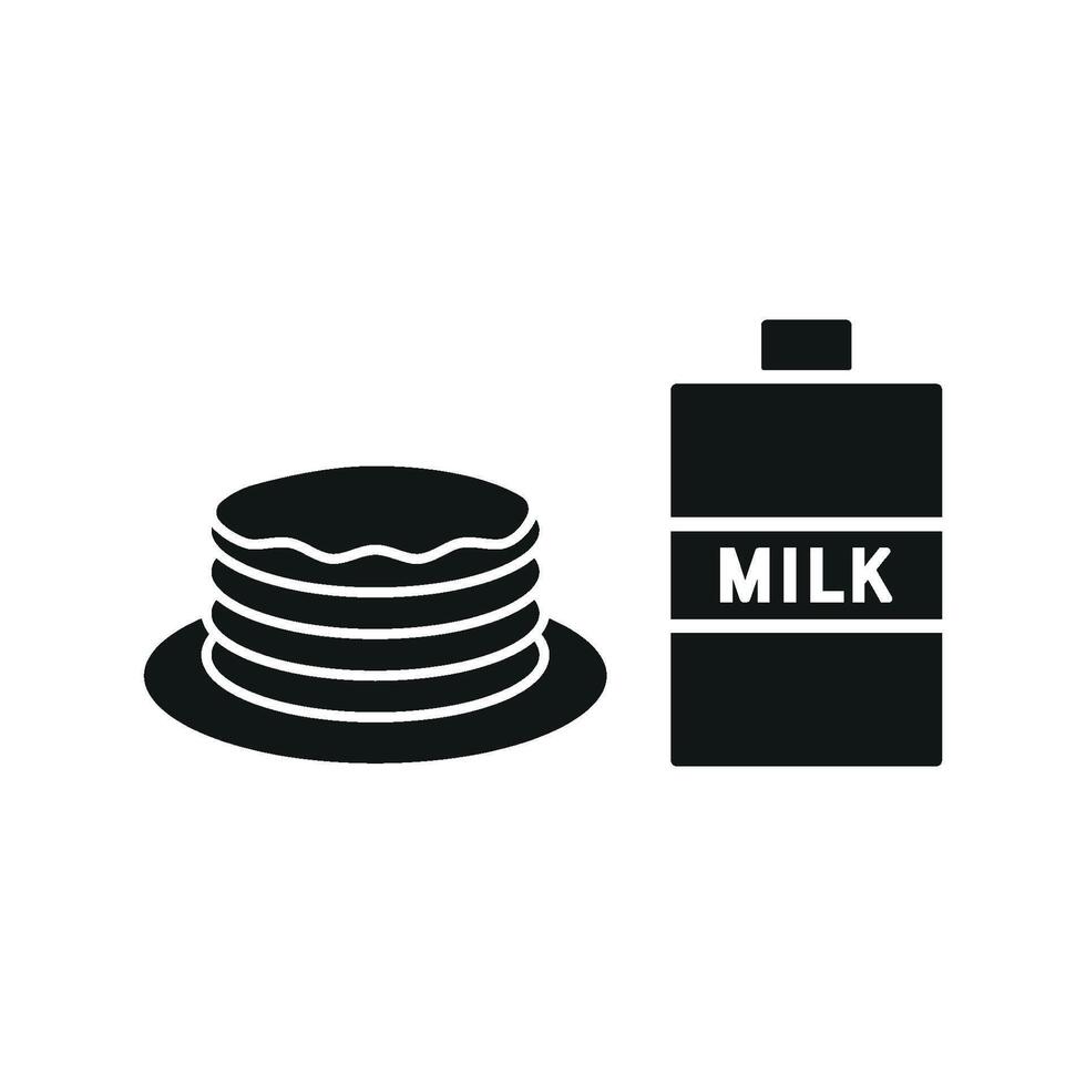 Milk and pancake icon delivers a fresh and tasty vibe, perfect for enhancing cafe logos, food packaging, or breakfast campaigns. vector