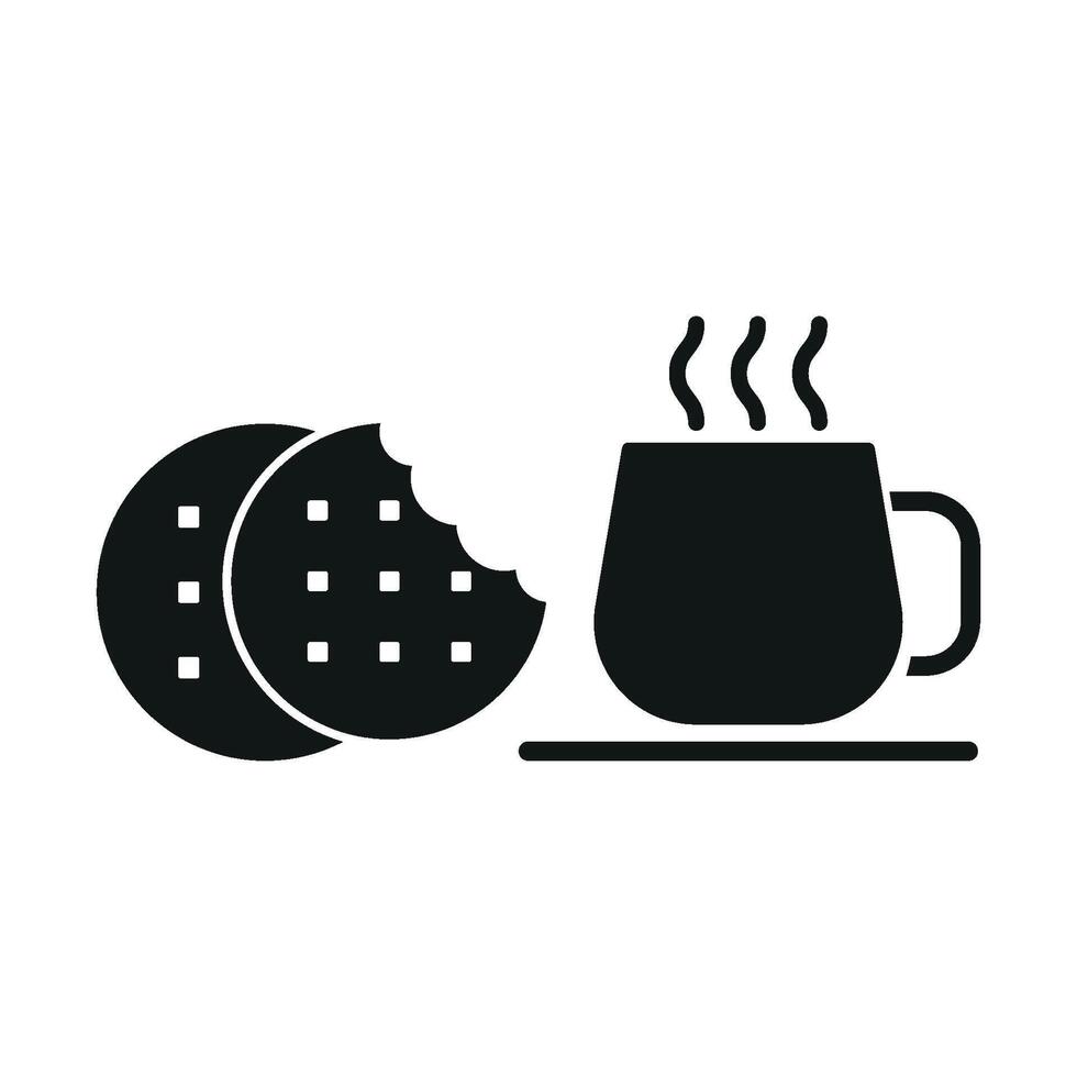 Coffee glass and biscuit icon embodies a sweet and cozy vibe, great for representing comfort food, breakfast items, or food delivery services. vector
