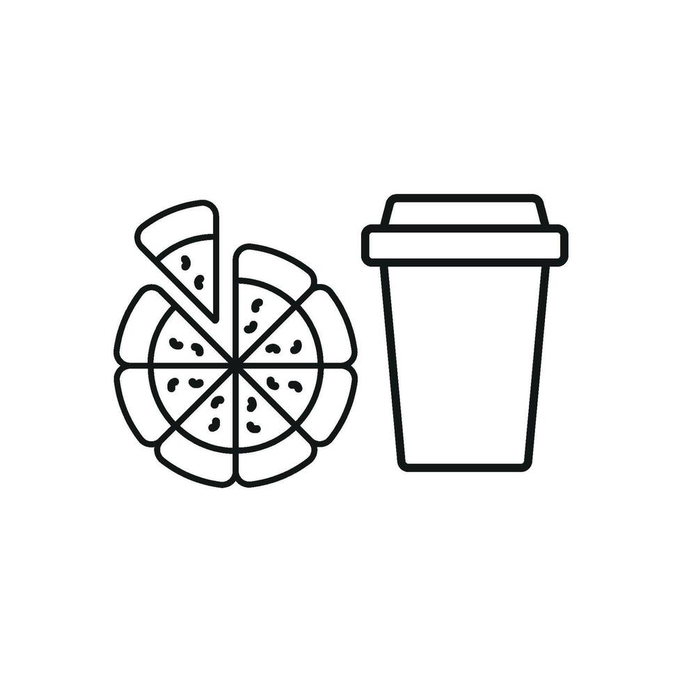 Drink and pizza icon highlights a casual and energetic theme, perfect for enhancing event posters, food campaigns, or fun food illustrations. vector