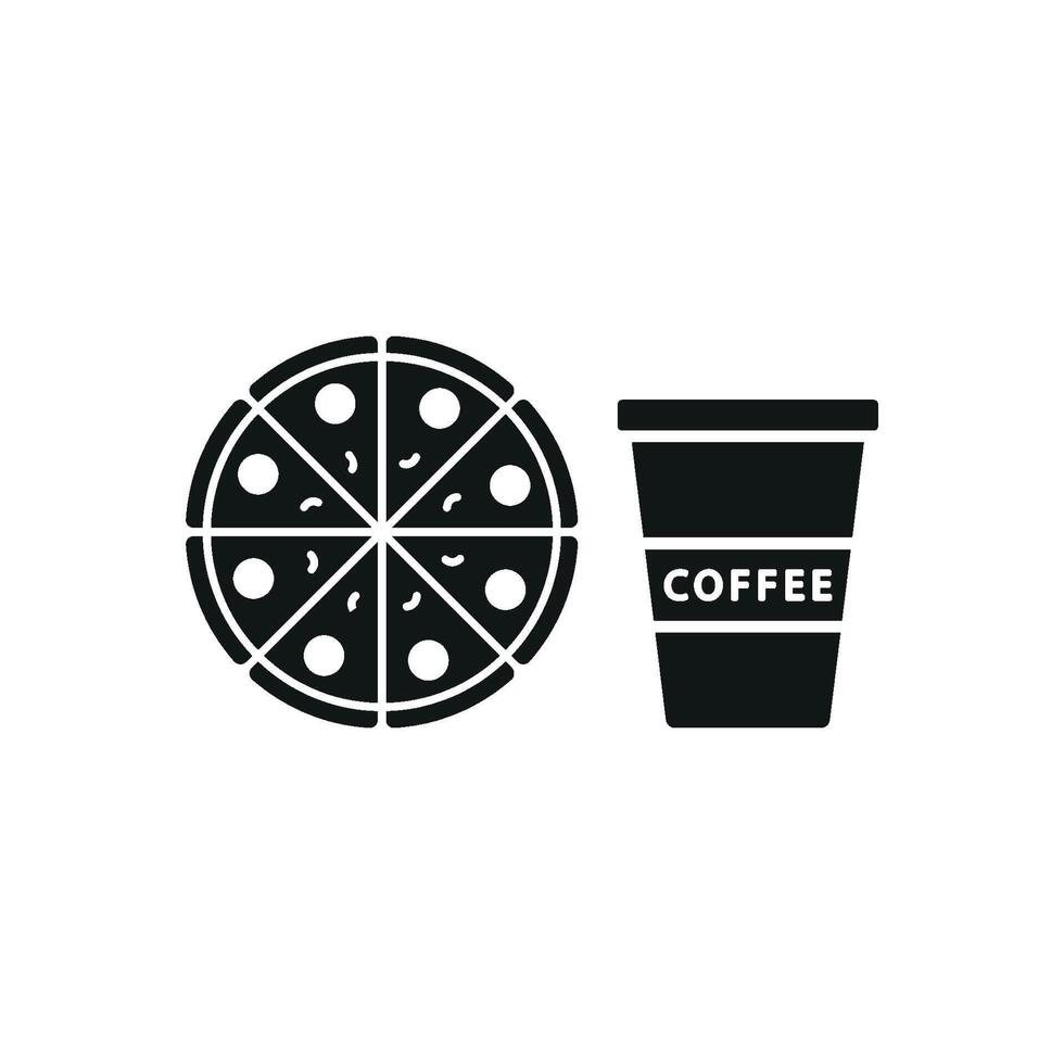 Drink and pizza icon embodies a bold and appetizing design, ideal for digital banners, social media promotions, or mobile app interfaces. vector
