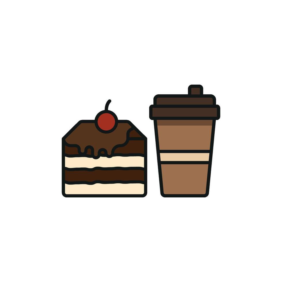 Drink and tiramisu icon brings a cozy and appetizing touch, perfect for enhancing bakery visuals, restaurant promotions, or food illustrations. vector