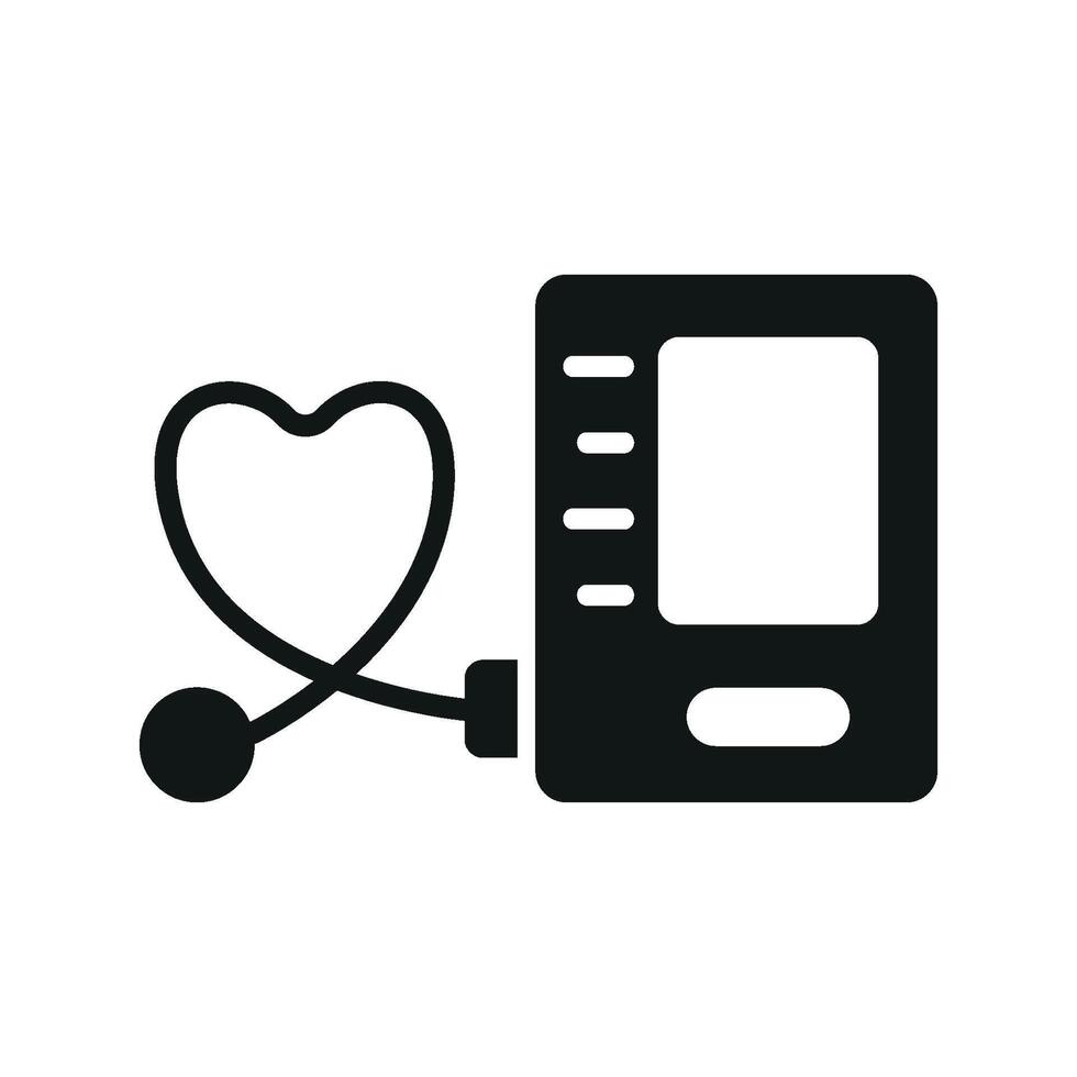 Blood pressure monitor icon offers a professional and straightforward look, ideal for promoting health awareness, medical diagnostics, or wellness programs. vector