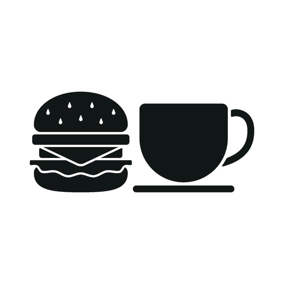 Coffee glass and hamburger icon embodies a classic and casual aesthetic, perfect for food ads, event promotions, or restaurant branding. vector