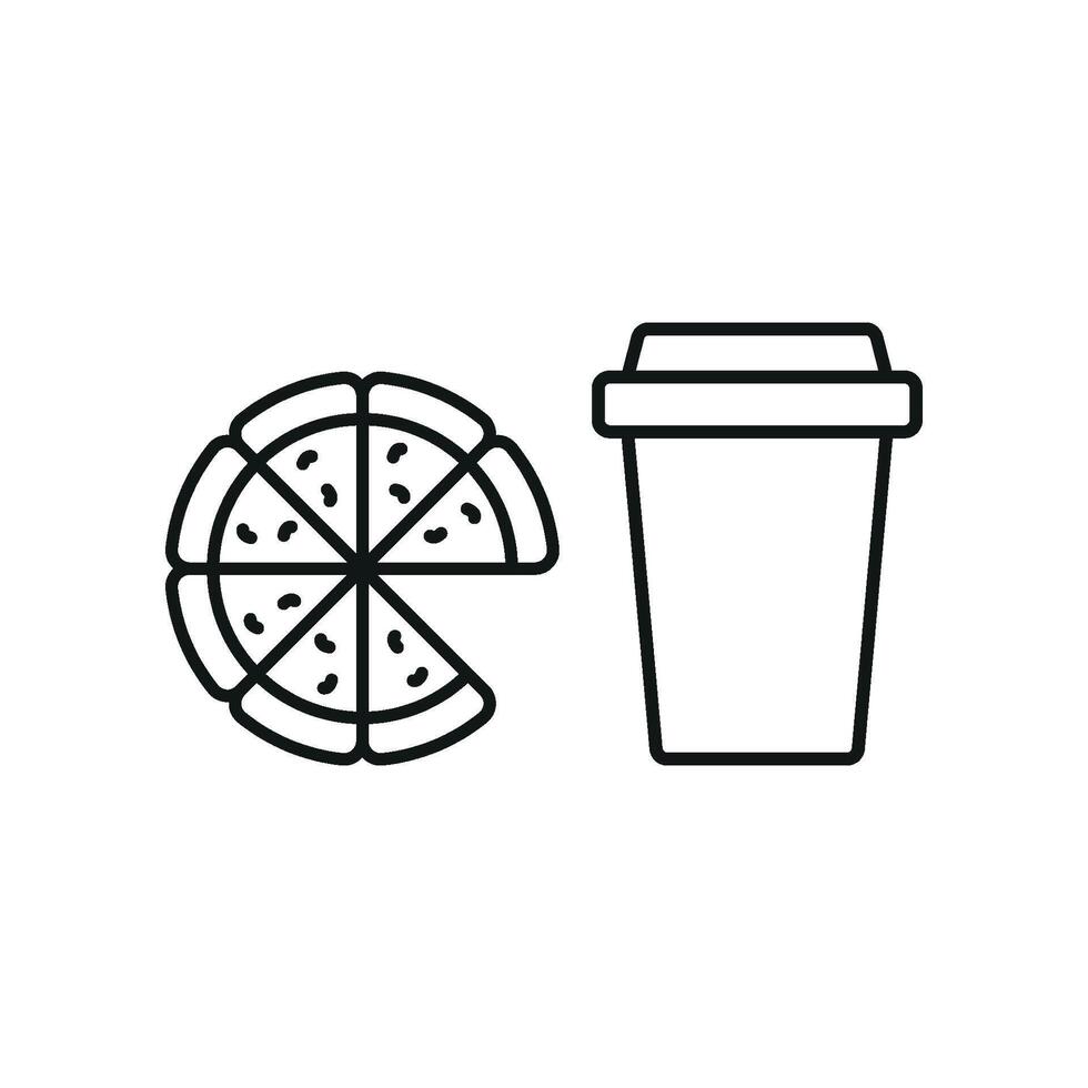 Drink and pizza icon offers a modern and clean aesthetic, great for digital menus, food delivery branding, or marketing materials. vector