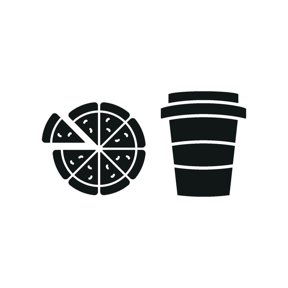 Drink and pizza icon features a simple and classic look, perfect for retro diners, Italian food branding, or themed events. vector