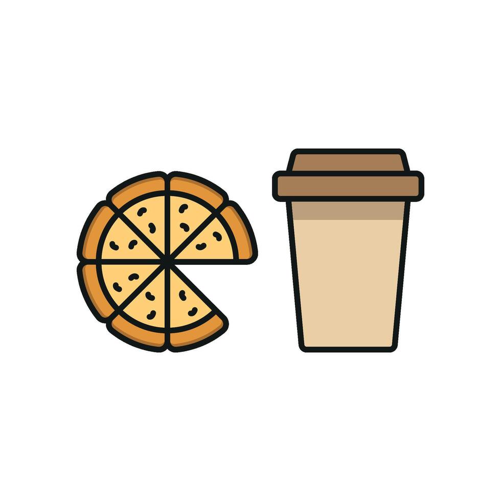Drink and pizza icon brings a vibrant and inviting touch, perfect for food blogs, social media content, or casual dining campaigns. vector