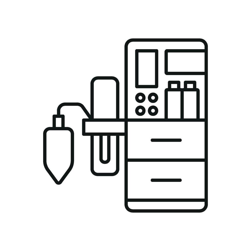 Anesthesia machine icon embodies a sophisticated and detailed design, ideal for healthcare illustrations, hospital brochures, or training materials. vector