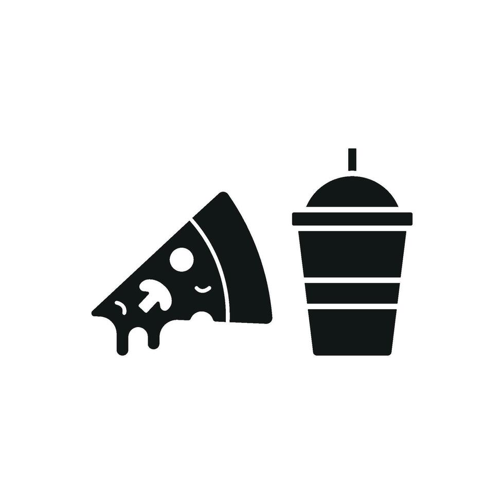 Drink and pizza icon offers a versatile and polished look, ideal for catering services, party invites, or restaurant menus. vector