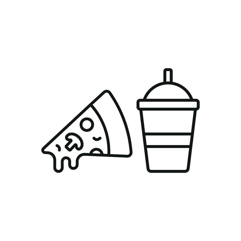Drink and pizza icon features a relaxed and inviting vibe, perfect for food specials, weekend promos, or pizza delivery visuals. vector