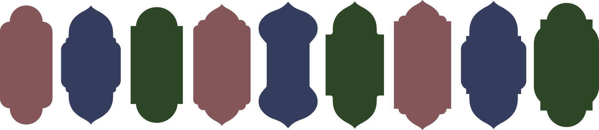 Set of Islamic arches, windows, frames in Arabic style. vector