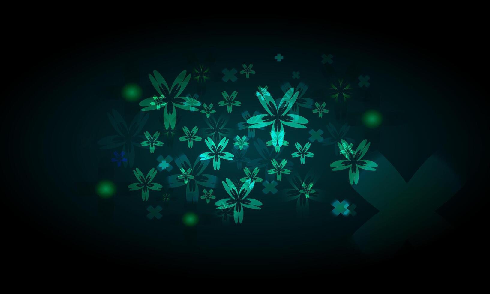 Abstract background with green flowers and stars vector