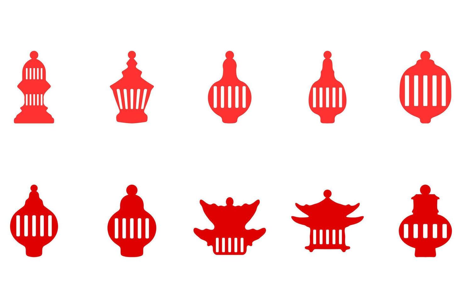 Festive Chinese New Year Lantern Set Icon vector