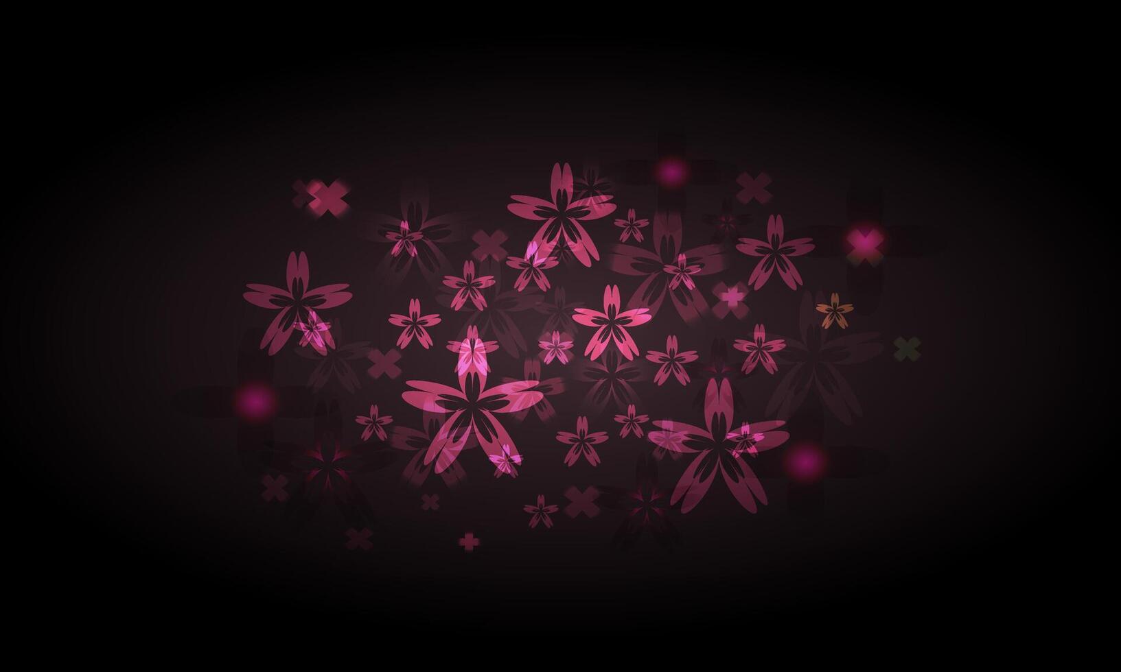 Abstract pink flowers on a dark background vector