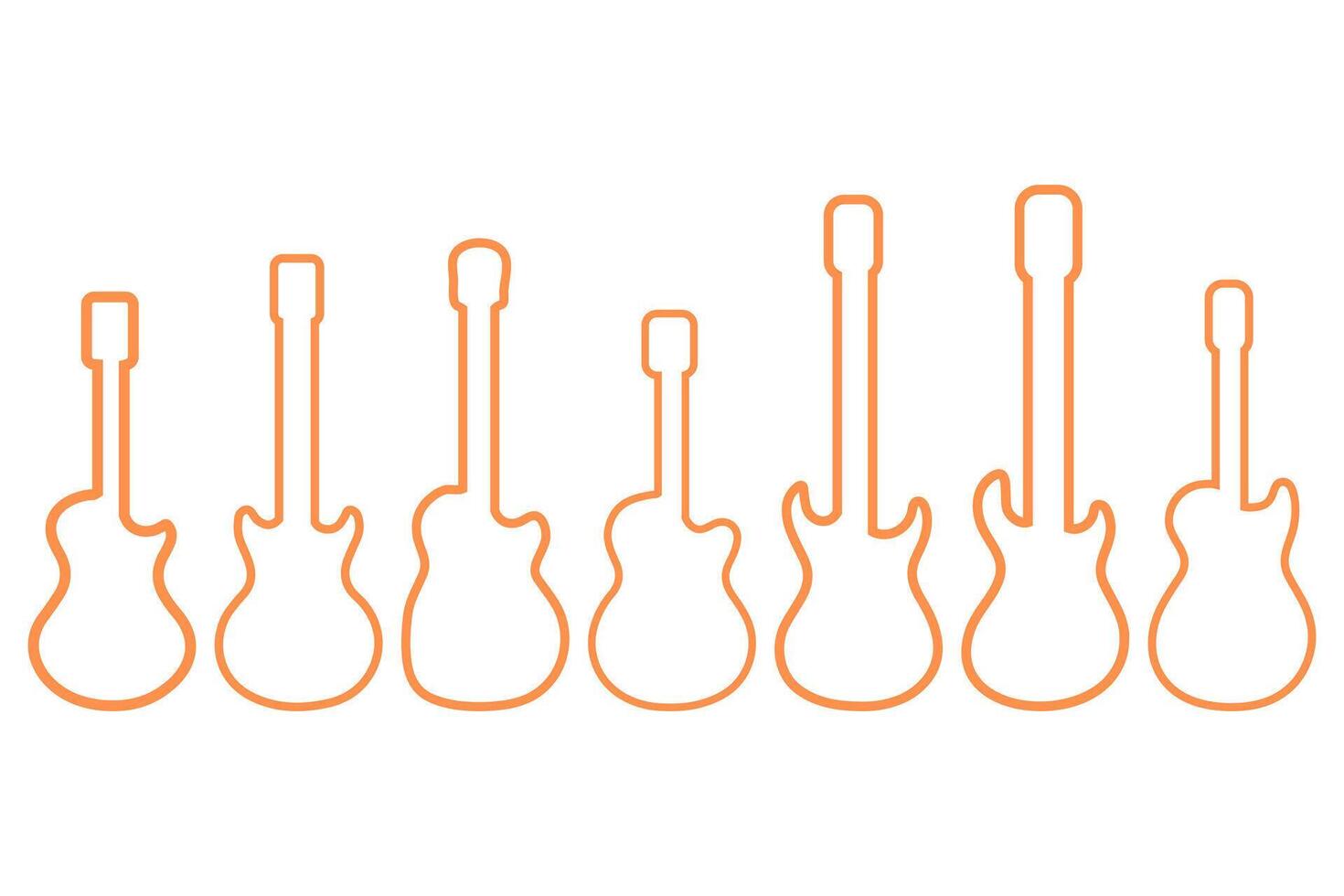 Simple Guitar Outline Graphic Design Set vector