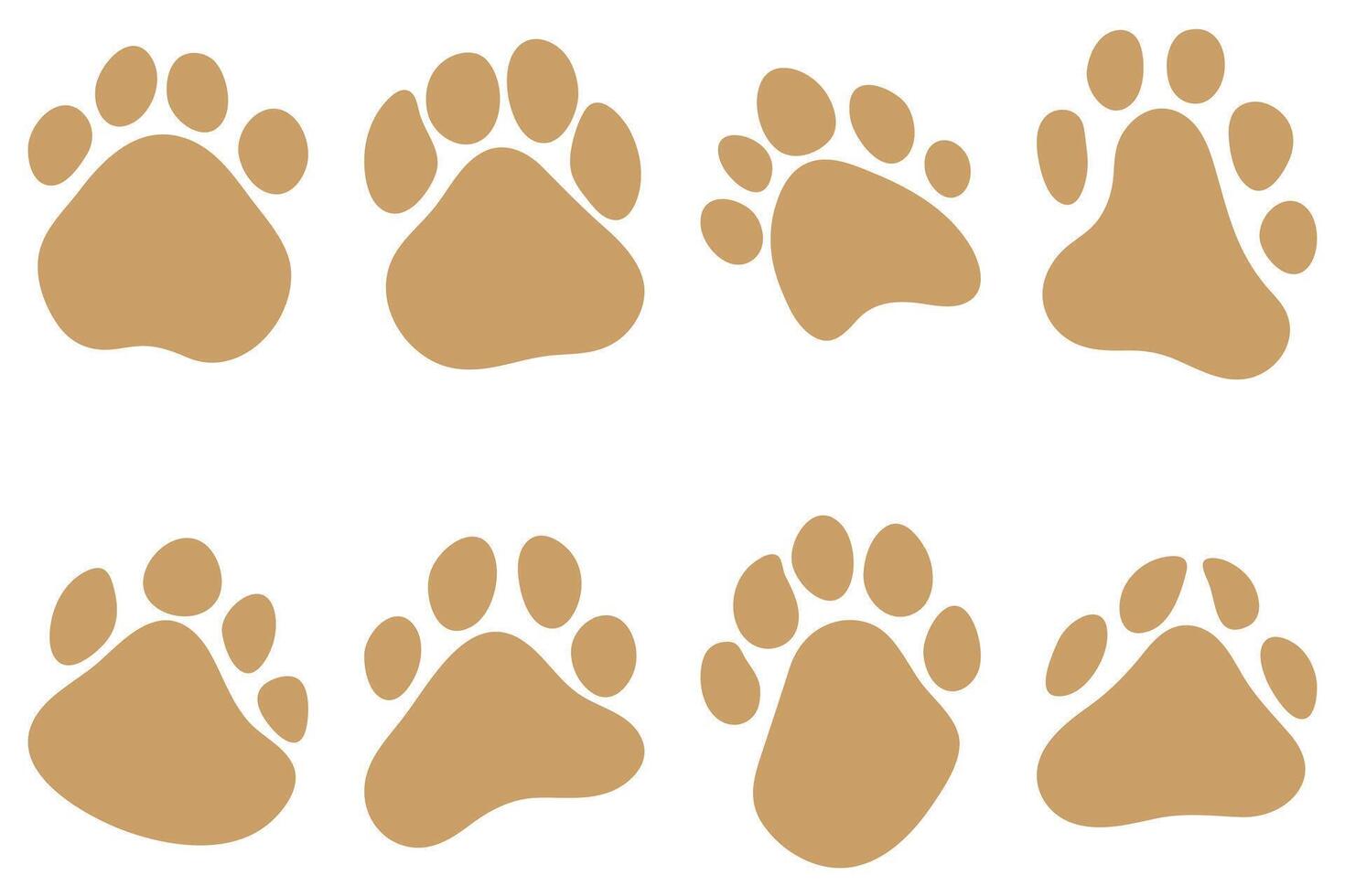 Stylized Paw Foot Print Animal Icon Set vector