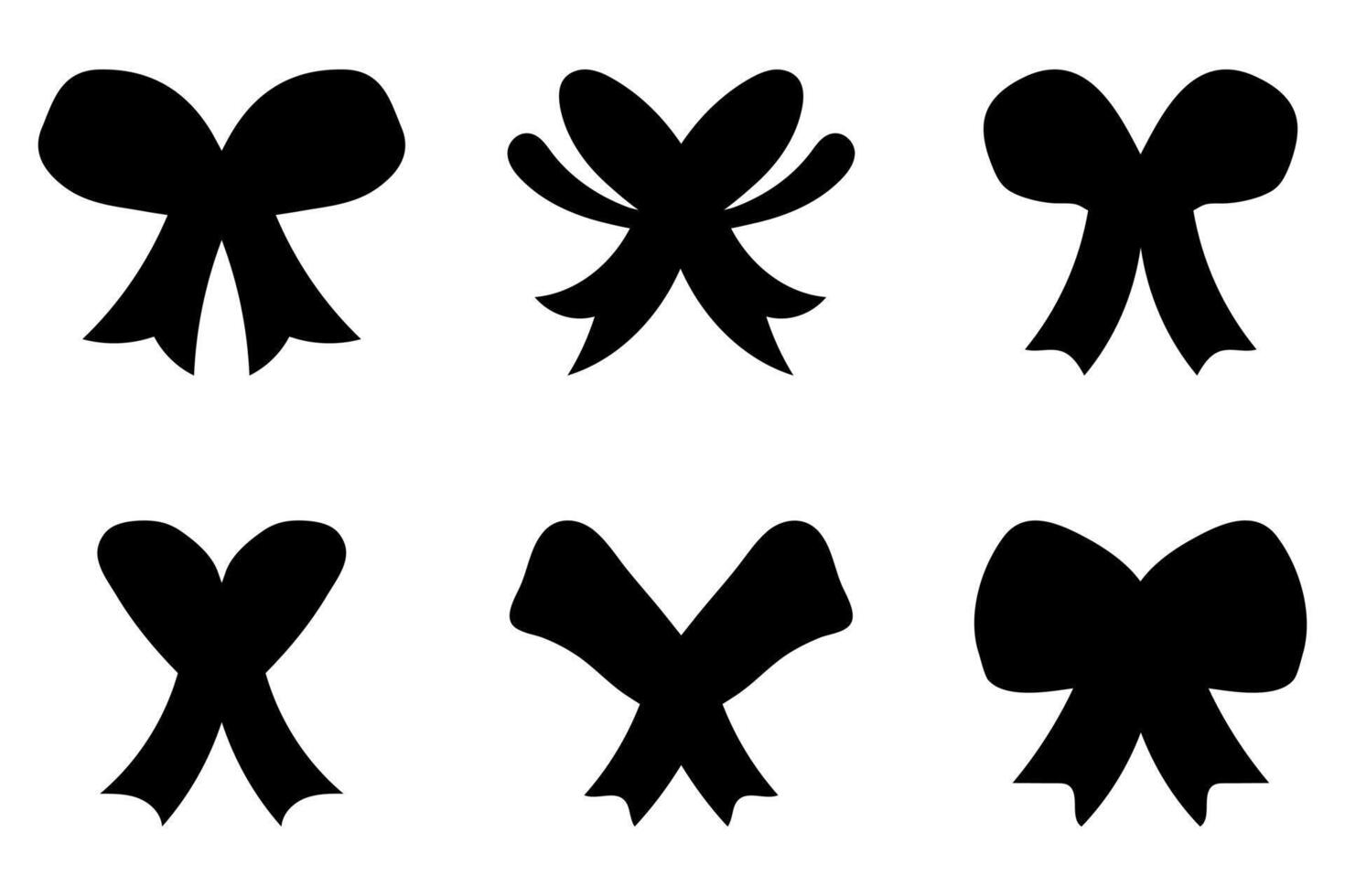 Silhouette of Decorative Christmas Ribbon Illustration set vector