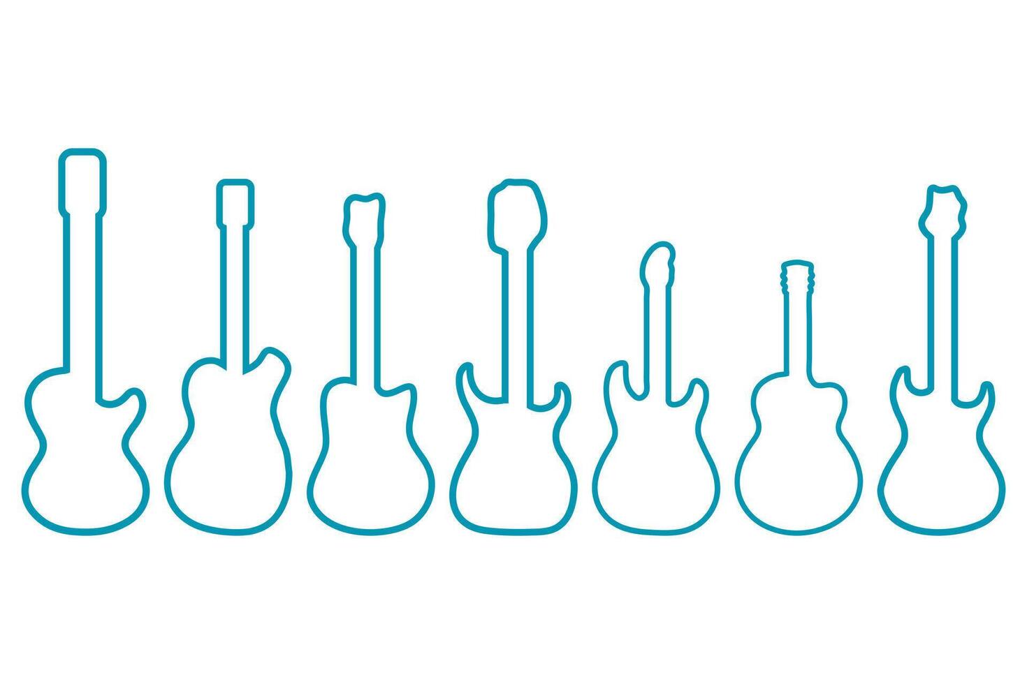 Simple Guitar Outline in Various Styles vector