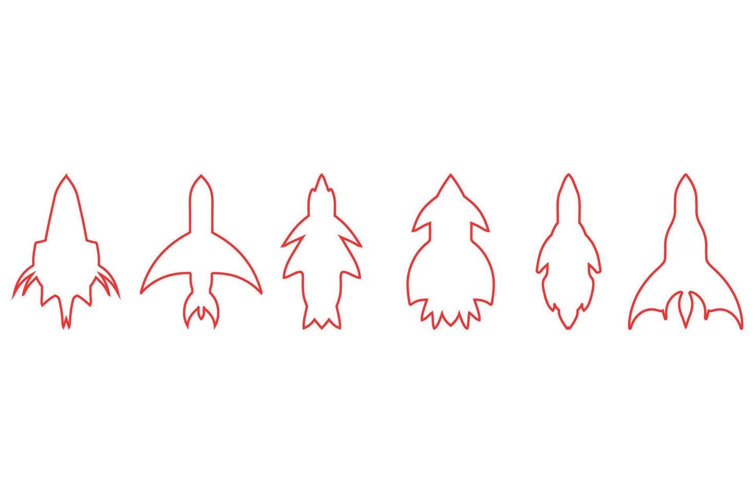 Simple Rocket Outline Graphic Design Set vector