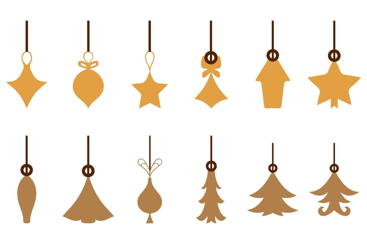 Stylized Hanging Christmas Ornament Icon Set vector