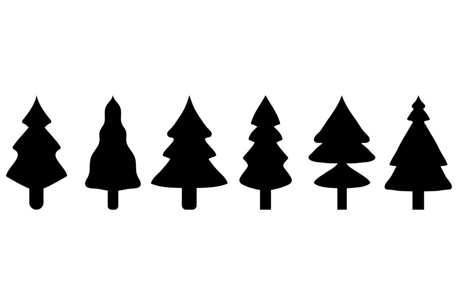 Silhouette Graphic of Christmas Tree Set vector