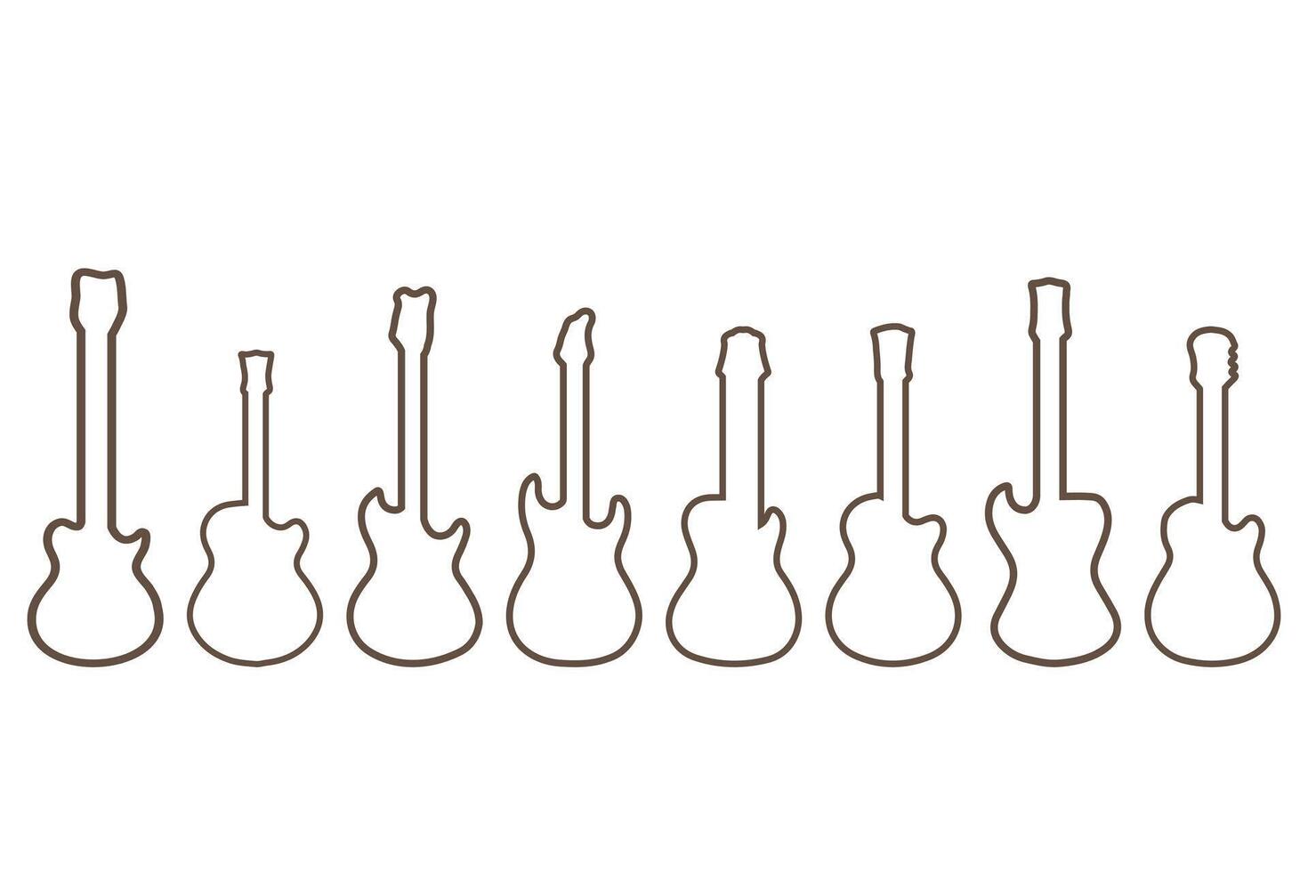 Illustration Set Simple Guitar Outline vector