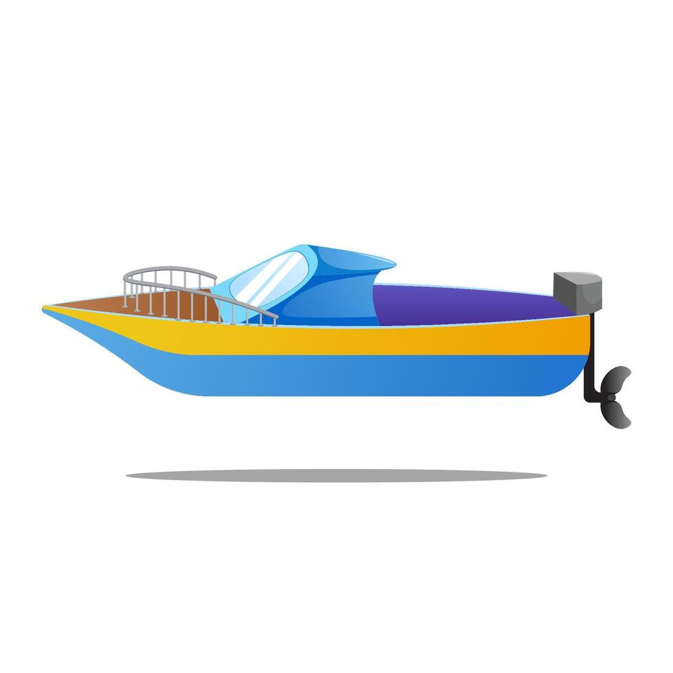 Blue speedboat with yellow stripes vector