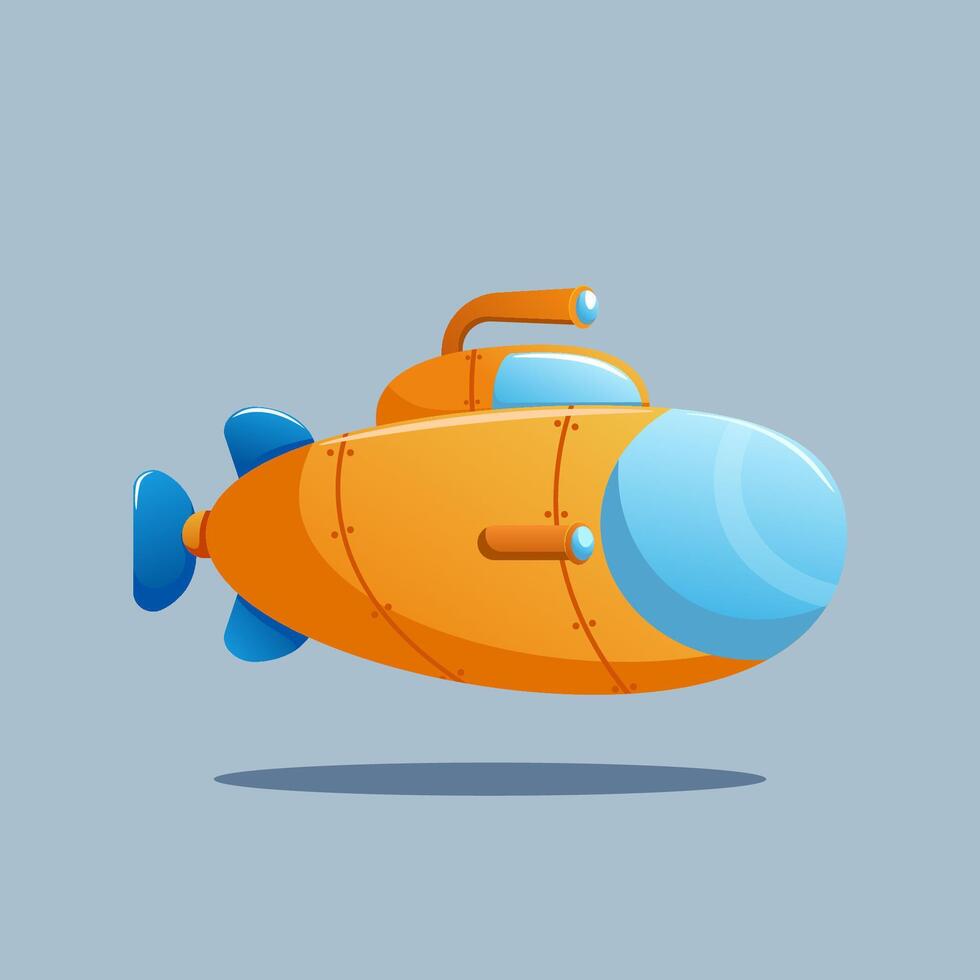 Cool submarine in cartoon style vector