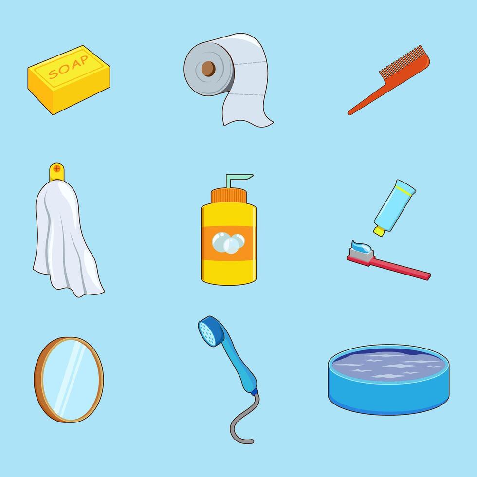 Collection of bathroom objects vector