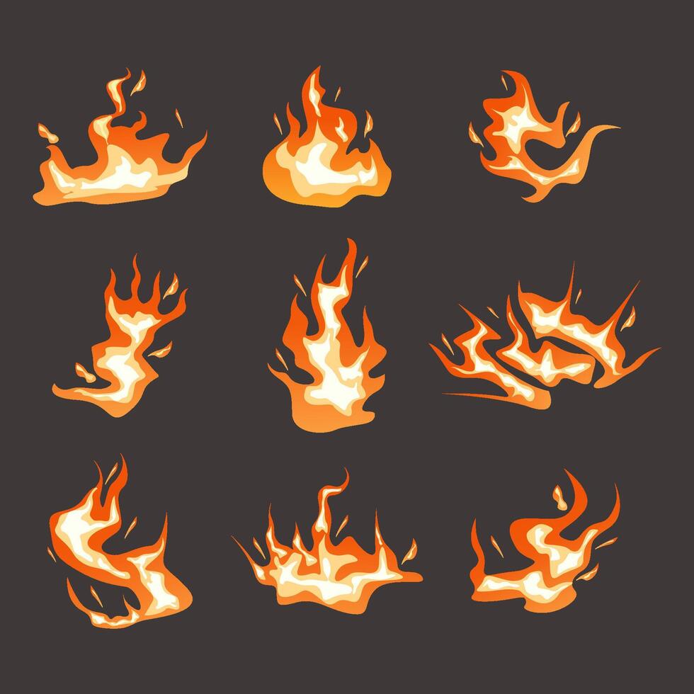 Various forms of burning fire vector