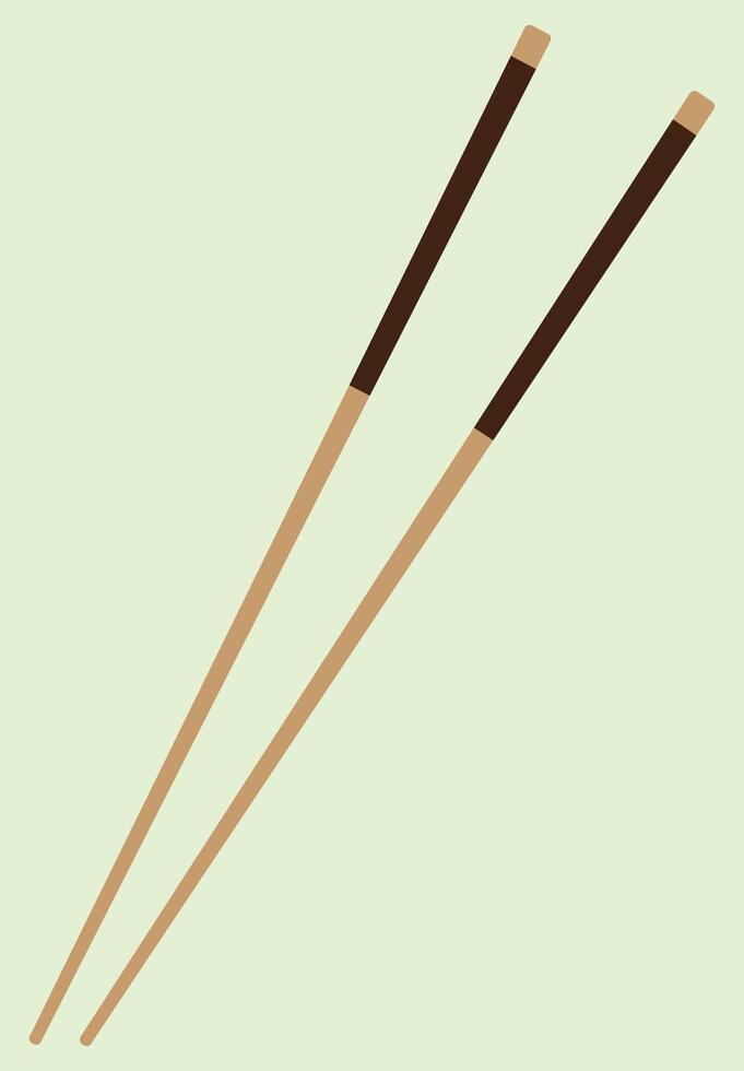 Chopsticks illustration, wooden stick, Japanese chopsticks, Chinese chopsticks, Asian eating style, suitable for logo and sign and restaurant menu design and social media ads, brown and green colors vector