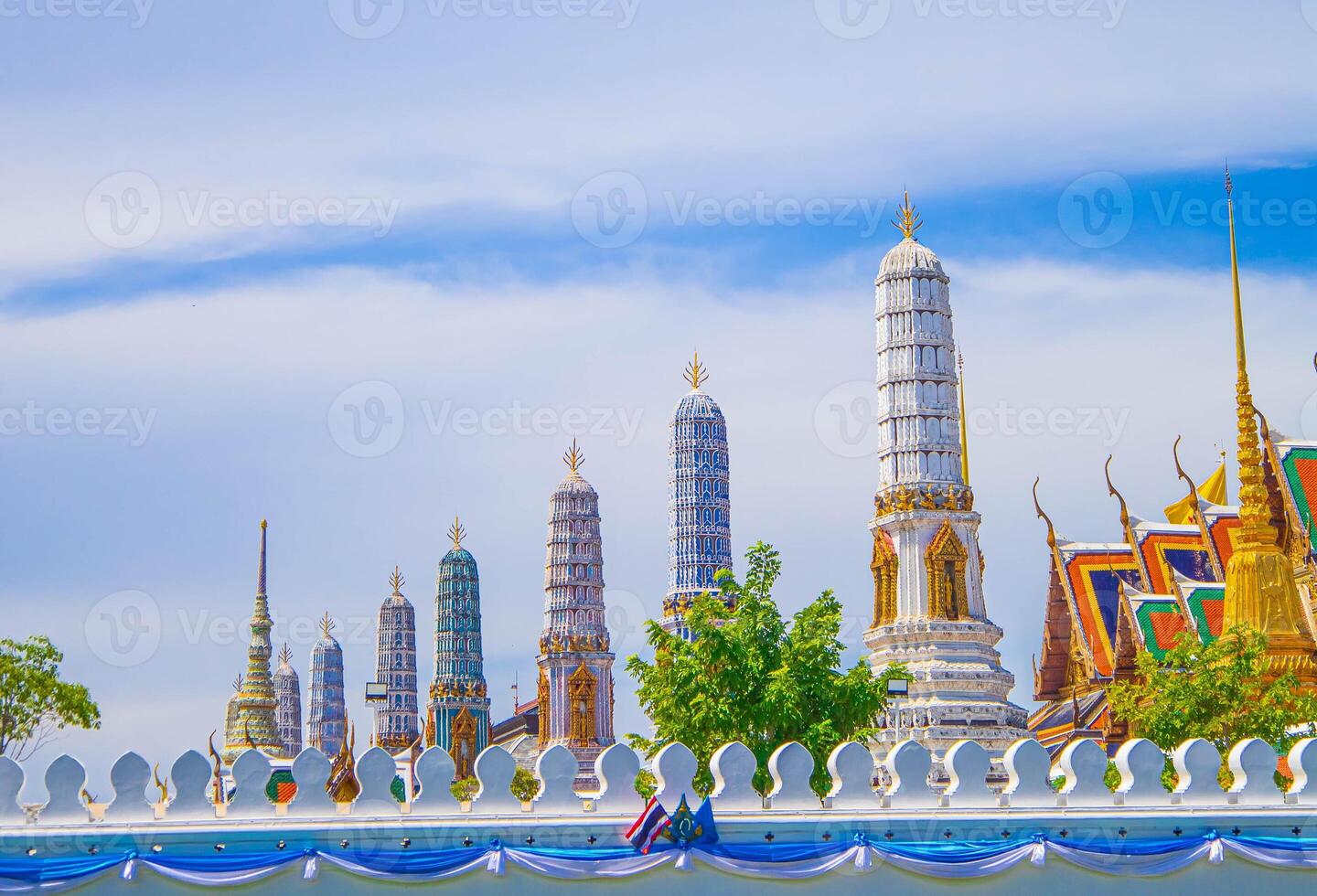 Golden Buddhist Temple in Bangkok Reflecting Thai Culture and Architecture, Phra Kaew temple. photo